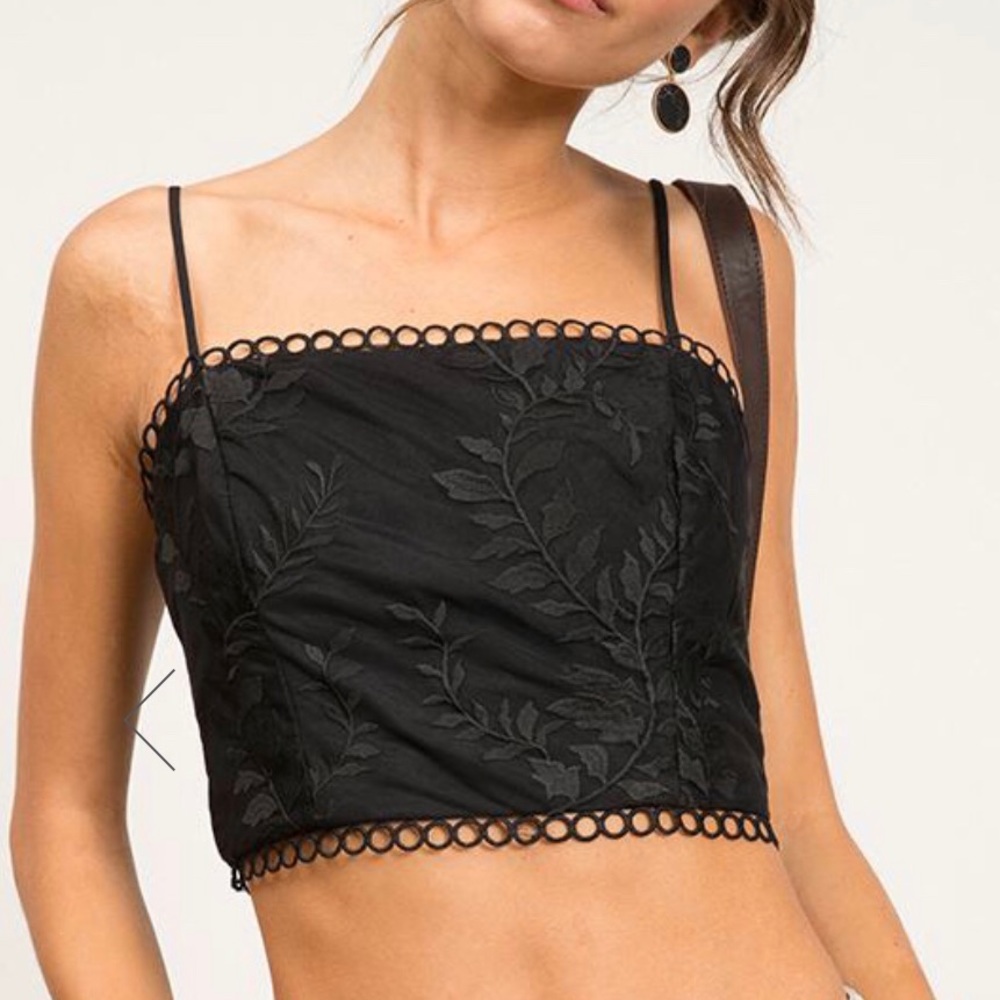 LUCY PARIS - Maria embroidered cropped top
